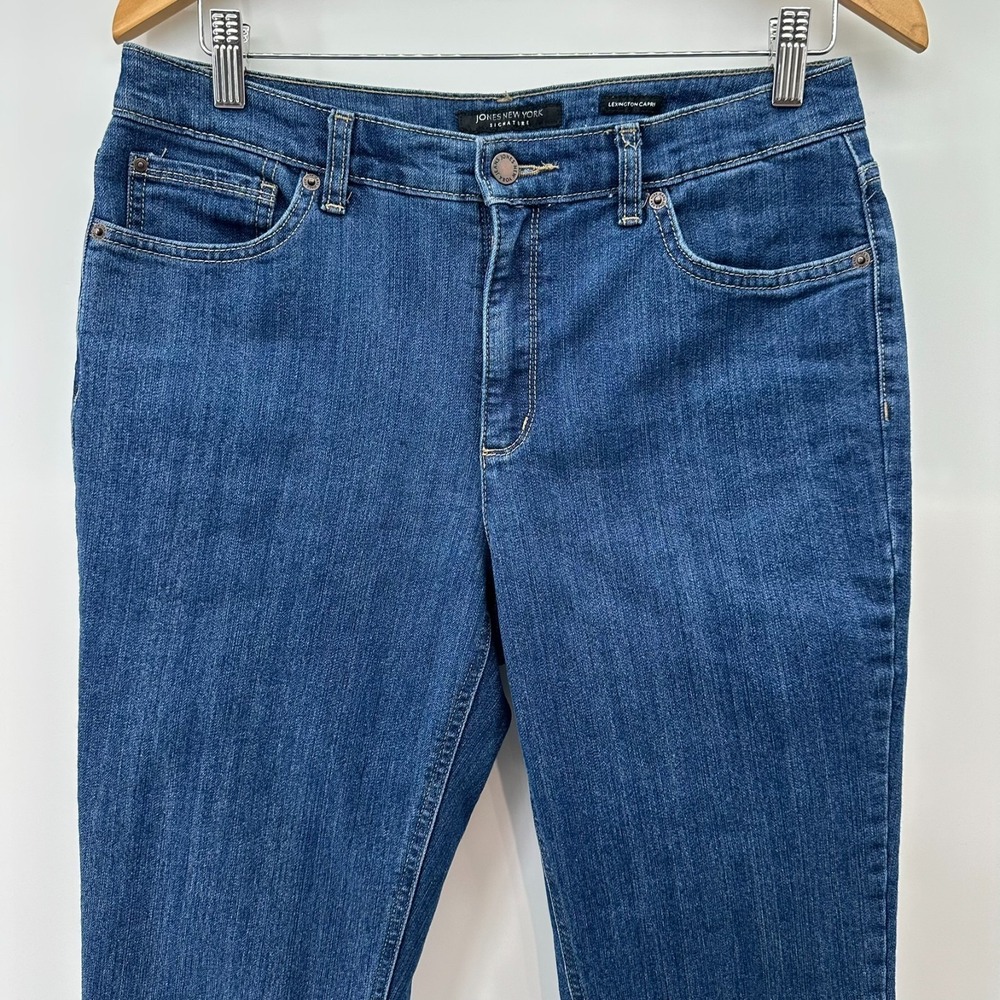 Jones New York Signature Lexington Capri Jeans Womens 10 Blue Denim Mid Rise